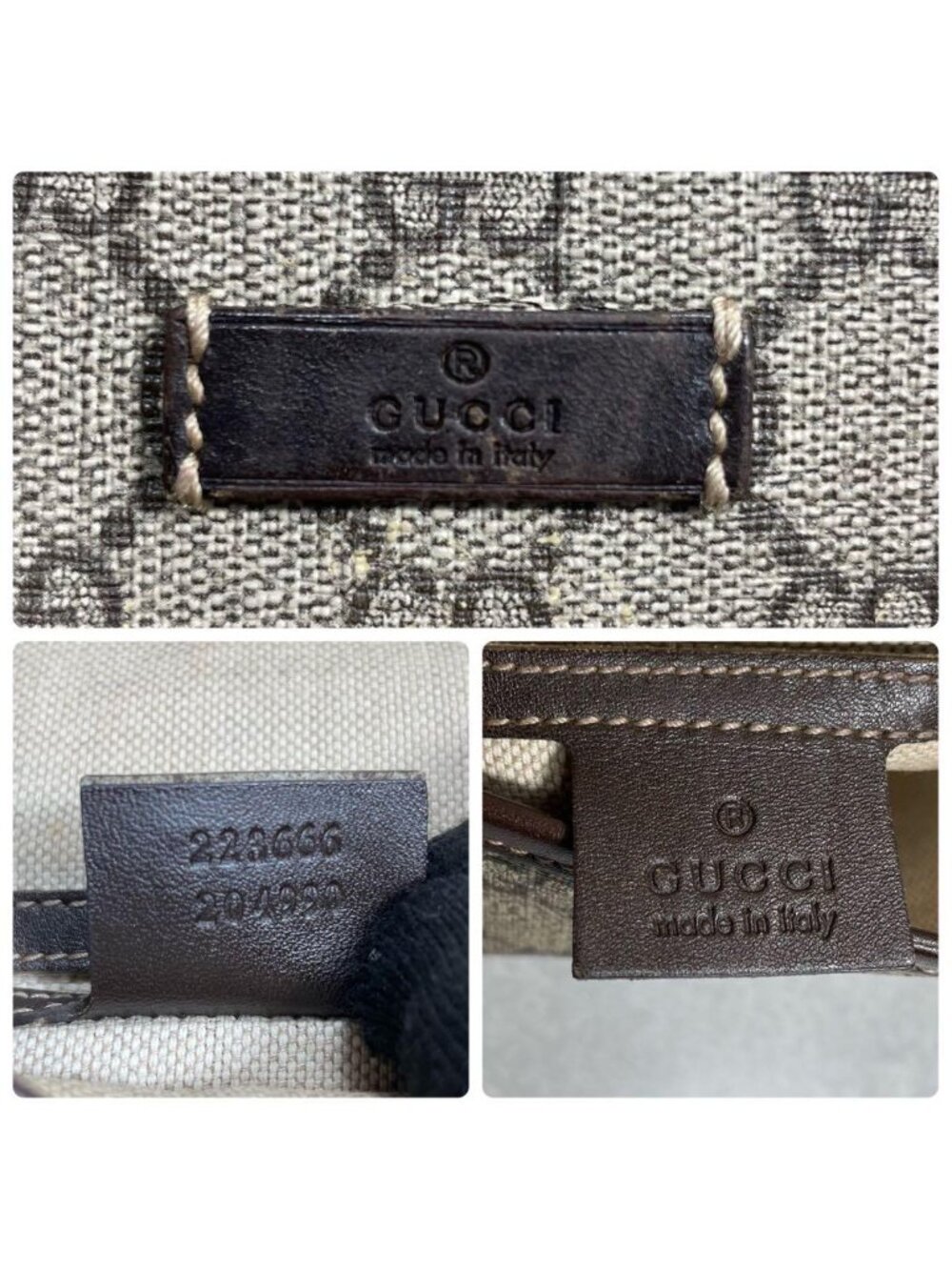 Gucci GG Shoulder Bag Brown Beige Leather Logo - Picture 10 of 10